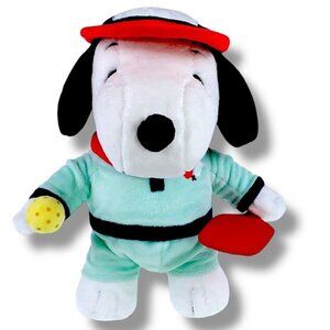 Snoopy Pickleball Plush Stuffed Toy Pickleball Outfit Visor Paddle and Ball 11”